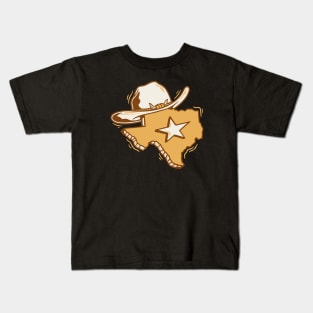 Retro Texas Illustration with Cowboy Hat and Lone Star Kids T-Shirt